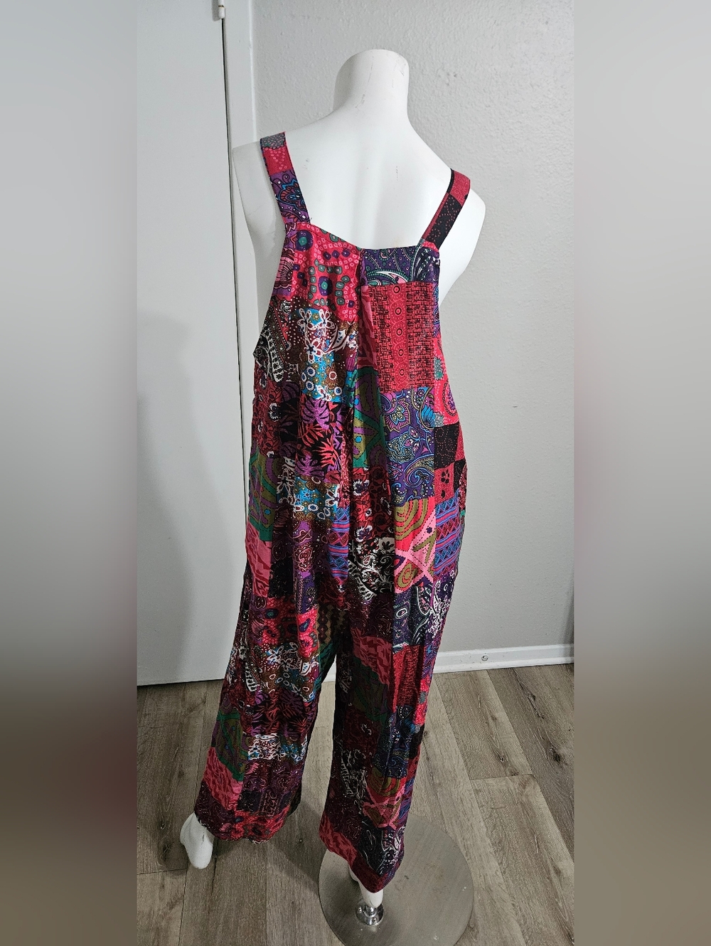 Women Summer Boho Floral Loose Wide Leg Overall Jumpsuits with Pockets Size XL - Picture 10 of 12